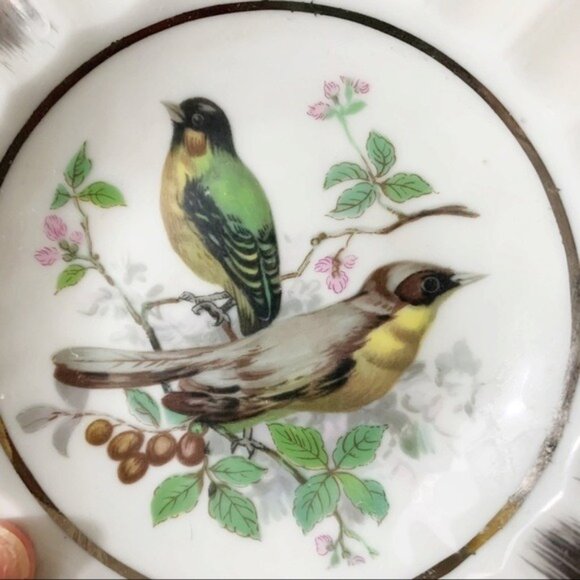Vintage Hand Painted Birds Porcelain Small Tray Dish Trinket Made in Japan - Picture 2 of 6